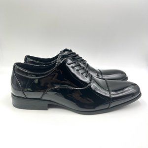 NEW Stacy Adams Mens Size 12 12M Gala Glossy Black Patent Oxfords‎ Dress Shoes